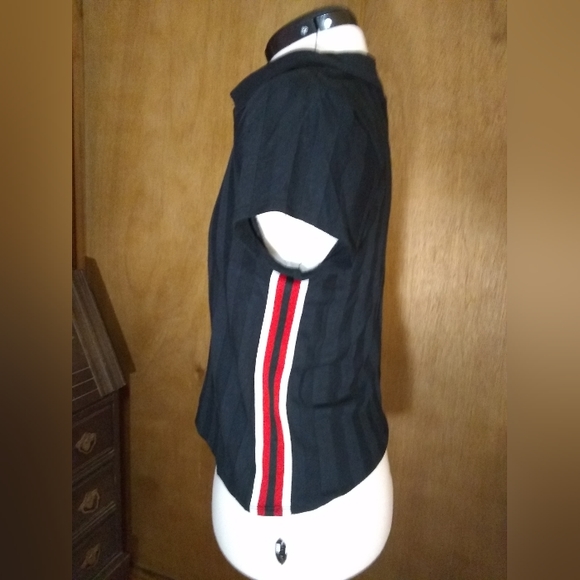 NWOT Black Baby Tee with Racer Stripes - Picture 3 of 9